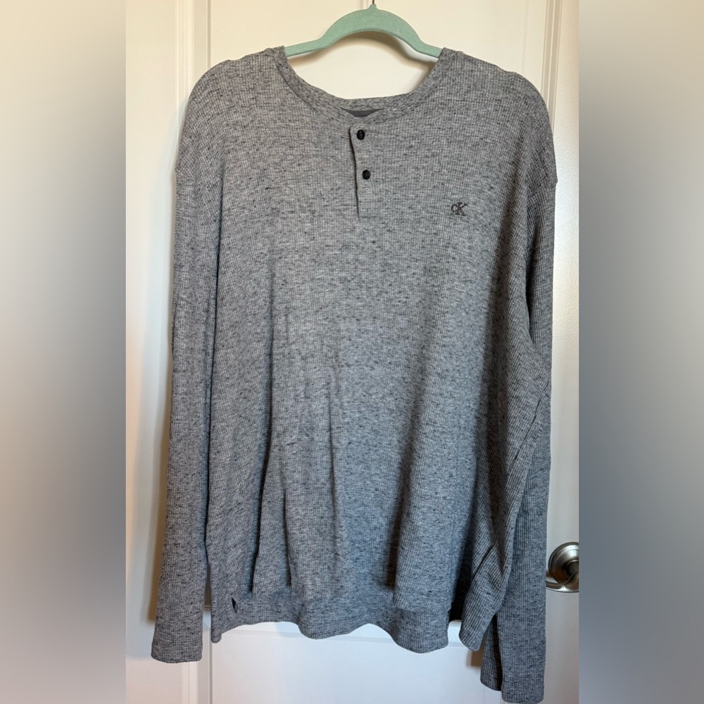 Men’s Calvin Klein Long Sleeve Gray Henley Thermal Shirt XXL NWOT